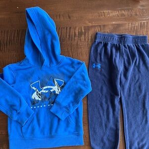 Boys UnderArmour sweat set size 4, navy and bright blue - used condition